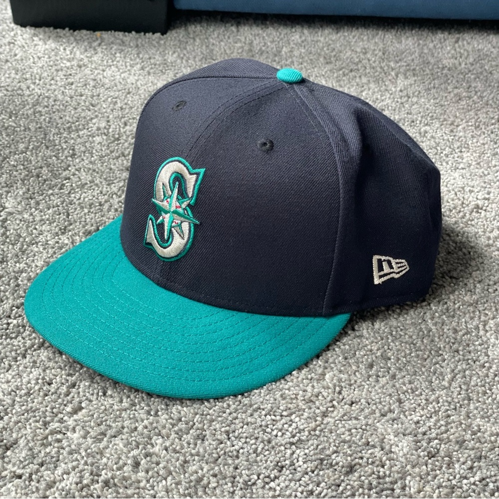 New Era Seattle Mariners On-Field Fitted Hat Blue Teal Authentic MLB Size 7 5/8